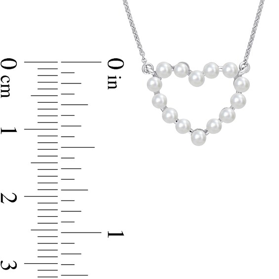 Freshwater Cultured Pearl Outline Heart Necklace in 14K White Gold-17"