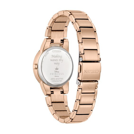 Ladies' Citizen Eco-DriveÂ® Disney Ariel Crystal Accent Rose-Tone Watch with Green Dial and Pin Set (Model: Ga1073-63W)