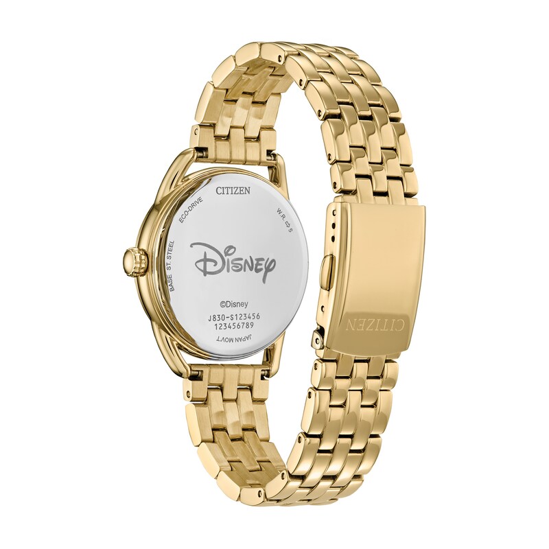 Ladies' Citizen Eco-Drive® Mickey Mouse with Flowers Gold-Tone Watch (Model:FE7093-57W)