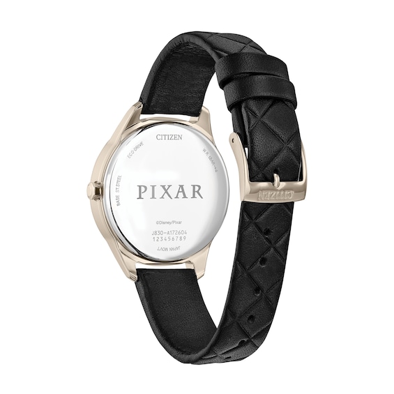 Ladies' Citizen Pixar Ratatouille Black Leather Strap Watch with Black Dial (Model: Fe7103-04W)