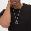 Thumbnail Image 2 of Men's 1-1/4 CT. T.W. Black Diamond Frame Engravable Photo Circle Pendant in Sterling Silver (1 Image and 3 Lines) - 22"