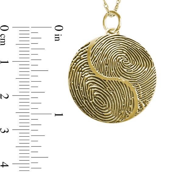 Couple's Engravable Your Own Fingerprint Yin-Yang Pendant in Sterling Silver (2 Images and Lines)