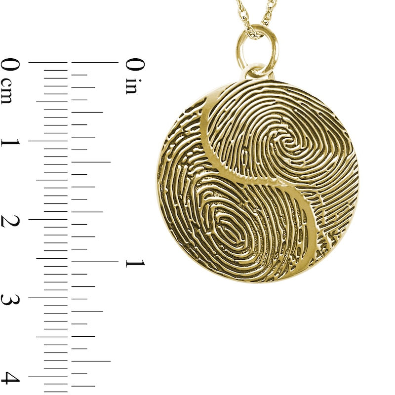 Main Image 4 of Couple's Engravable Your Own Fingerprint Yin-Yang Pendant in Sterling Silver (2 Images and Lines)