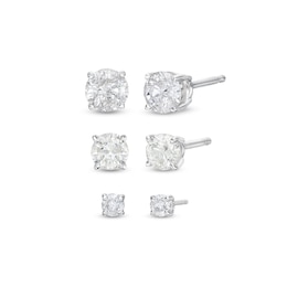 Essentials 1 CT. T.W. Diamond Solitaire Three Pair Stud Earrings Set in 10K White Gold