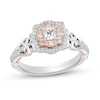 Thumbnail Image 0 of Enchanted Disney Belle 5/8 CT. T.W. Princess-Cut Diamond Ornate Engagement Ring in 14K Two-Tone Gold