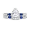 Thumbnail Image 4 of Vera Wang Love Collection 1 CT. T.W. Pear-Shaped Diamond and Marquise Blue Sapphire Bridal Set in 14K White Gold
