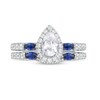 Thumbnail Image 3 of Vera Wang Love Collection 1 CT. T.W. Pear-Shaped Diamond and Marquise Blue Sapphire Bridal Set in 14K White Gold