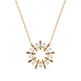 1/2 CT. T.W. Champagne and White Diamond Sun Outline Necklace in 10K Gold