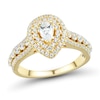 Thumbnail Image 1 of 1 CT. T.W. Pear-Shaped Diamond Double Teardrop Frame Multi-Row Engagement Ring in 14K Gold (I/I1)