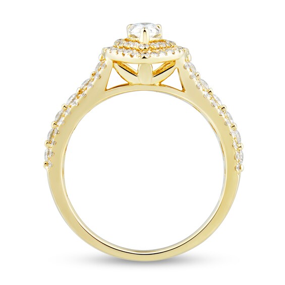 1 CT. T.w. Pear-Shaped Diamond Double Teardrop Frame Multi-Row Engagement Ring in 14K Gold (I/I1)