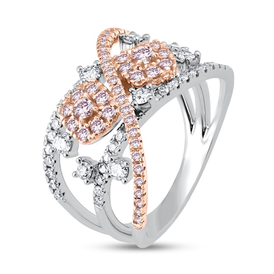 1 CT. T.w. Pink and White Multi-Diamond Orbit Ring in 10K Two-Tone Gold
