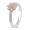 Thumbnail Image 2 of 1/2 CT. T.W. Pink and White Diamond Flower Ring in 10K Two-Tone Gold