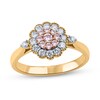 Thumbnail Image 1 of 1/2 CT. T.W. Pink and White Multi-Diamond Scallop Frame Vintage-Style Ring in 10K Two-Tone Gold