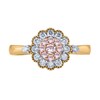 Thumbnail Image 3 of 1/2 CT. T.W. Pink and White Multi-Diamond Scallop Frame Vintage-Style Ring in 10K Two-Tone Gold