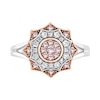 Thumbnail Image 3 of 1/2 CT. T.W. Pink and White Diamond Floral Star Ring in 10K Two-Tone Gold
