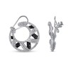 Thumbnail Image 1 of 2 CT. T.W. Black and White Diamond Crescent Moon Front/Back Earrings in 10K White Gold