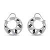 Thumbnail Image 2 of 2 CT. T.W. Black and White Diamond Crescent Moon Front/Back Earrings in 10K White Gold