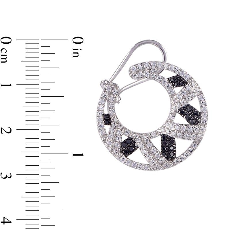 Main Image 3 of 2 CT. T.W. Black and White Diamond Crescent Moon Front/Back Earrings in 10K White Gold