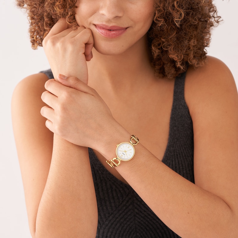 Main Image 2 of Ladies' Fossil Carlie Gold-Tone Watch with Roman Numeral Silver Dial (Model: ES5272)