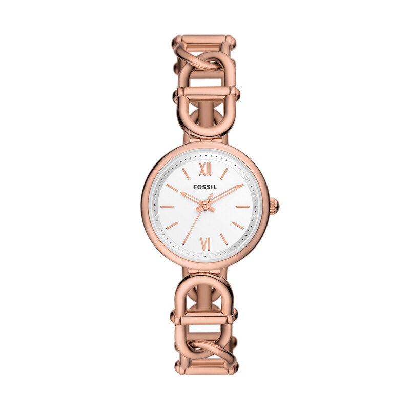 Main Image 1 of Ladies' Fossil Carlie Rose-Tone Watch with Roman Numeral Silver Dial (Model: ES5273)