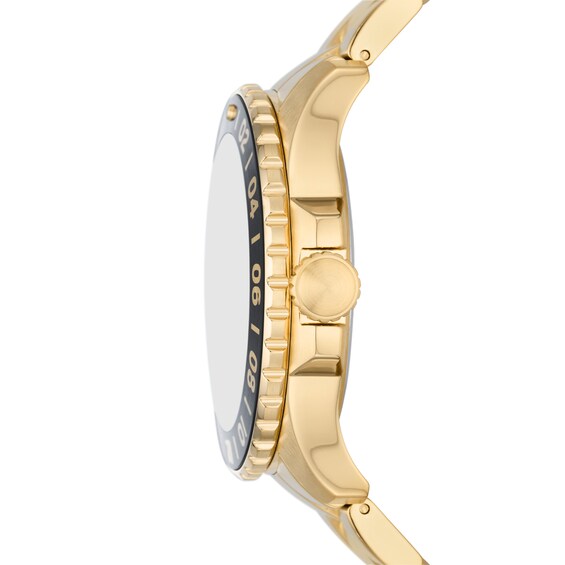 Men's Fossil Blue Special Edition GMT Gold-Tone Watch with Black Sunray Dial (Model: Fs5990)