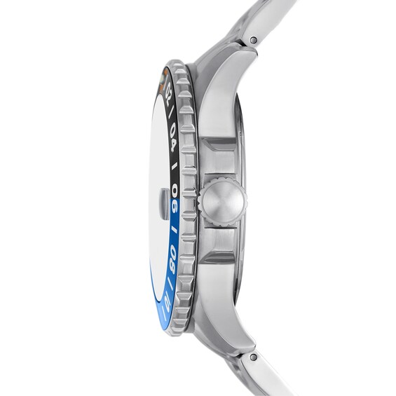 Men's Fossil Blue Special Edition GMT Silver-Tone Watch with Blue Sunray Dial (Model: Fs5991)