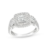 Thumbnail Image 1 of 1 CT. T.W. Diamond Square Double Frame Teardrop Sides Past Present Future® Engagement Ring in 10K White Gold