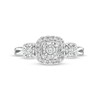 Thumbnail Image 4 of 1/4 CT. T.W. Diamond Cushion Frame Past Present Future® Engagement Ring in 10K White Gold