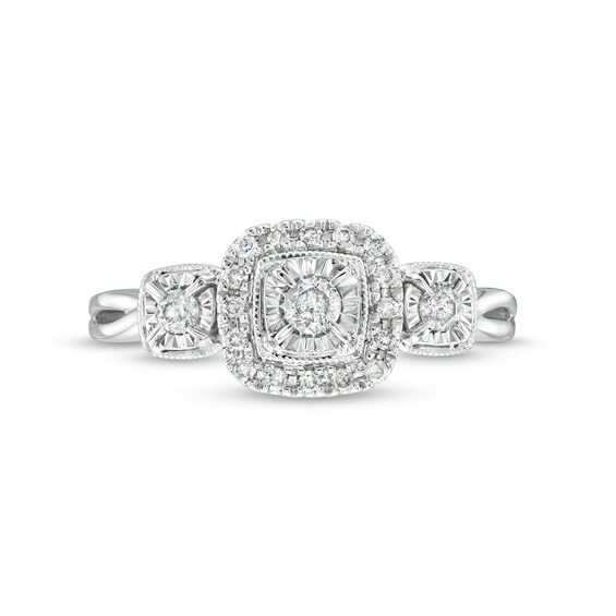 1/4 CT. T.w. Diamond Cushion Frame Past Present FutureÂ® Engagement Ring in 10K White Gold