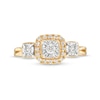 Thumbnail Image 4 of 1/4 CT. T.W. Diamond Cushion Frame Past Present Future® Engagement Ring in 10K Gold