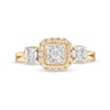 Thumbnail Image 3 of 1/4 CT. T.W. Diamond Cushion Frame Past Present Future® Engagement Ring in 10K Gold