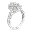 Thumbnail Image 3 of 1 CT. T.W. Pear Multi-Diamond Multi-Row Vintage-Style Engagement Ring in 10K White Gold