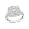 Thumbnail Image 1 of 1 CT. T.W. Diamond Triple Cushion Frame Multi-Row Vintage-Style Engagement Ring in 10K White Gold