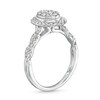 Thumbnail Image 2 of 1/2 CT. T.W. Oval Multi-Diamond Frame Twist Shank Engagement Ring in 10K White Gold