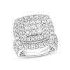 Thumbnail Image 1 of 4 CT. T.W. Princess Multi-Diamond Raised Multi-Row Engagement Ring in 10K White Gold