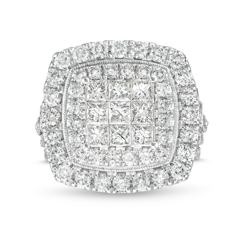 Main Image 4 of 4 CT. T.W. Princess Multi-Diamond Raised Multi-Row Engagement Ring in 10K White Gold