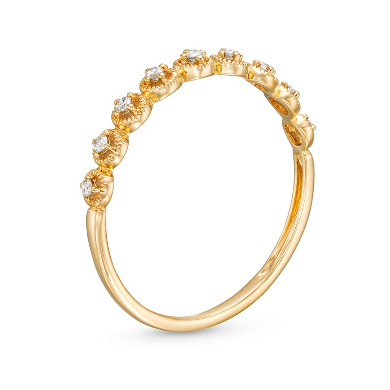Main Image 3 of 1/15 CT. T.W. Diamond Bubbles Vintage-Style Stackable Band in 10K Gold