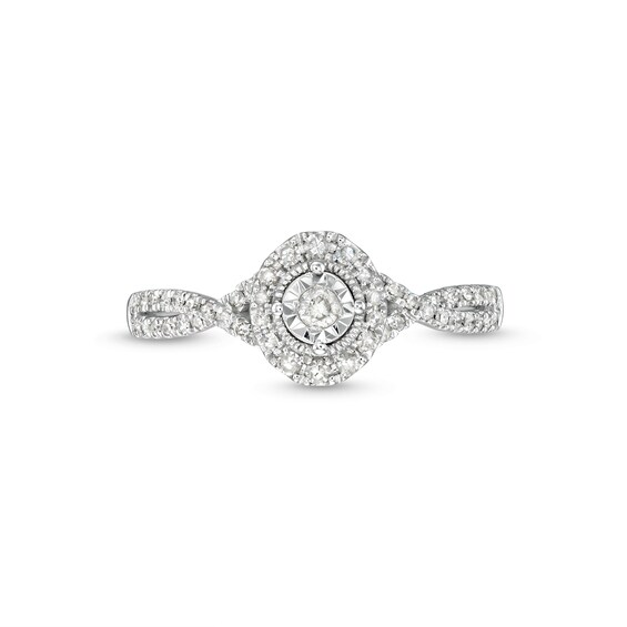 1/4 CT. T.w. Diamond Frame Twist Split Shank Promise Ring in 10K White Gold
