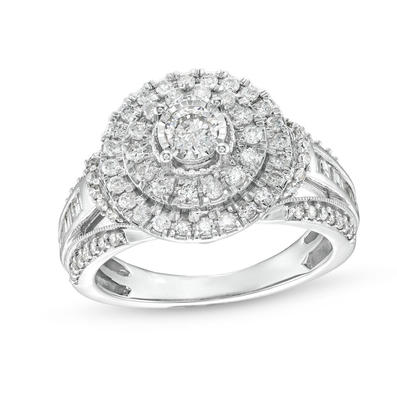 Main Image 1 of 1 CT. T.W. Diamond Frame Vintage-Style Ring in 10K White Gold