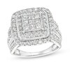 Thumbnail Image 1 of 2 CT. T.W. Princess-Cut Multi-Diamond Layered Multi-Row Engagement Ring in 10K White Gold
