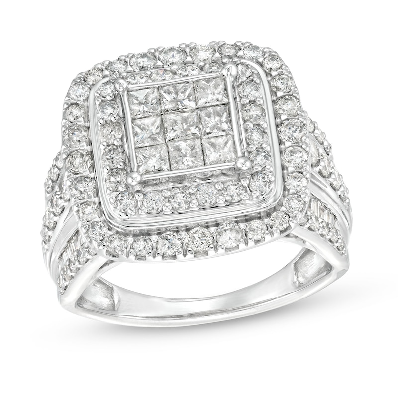 2 CT. T.W. Princess-Cut Multi-Diamond Layered Multi-Row Engagement Ring ...