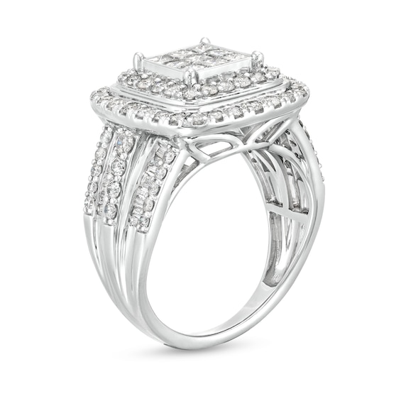 2 CT. T.w. Princess-Cut Multi-Diamond Layered Multi-Row Engagement Ring in 10K White Gold