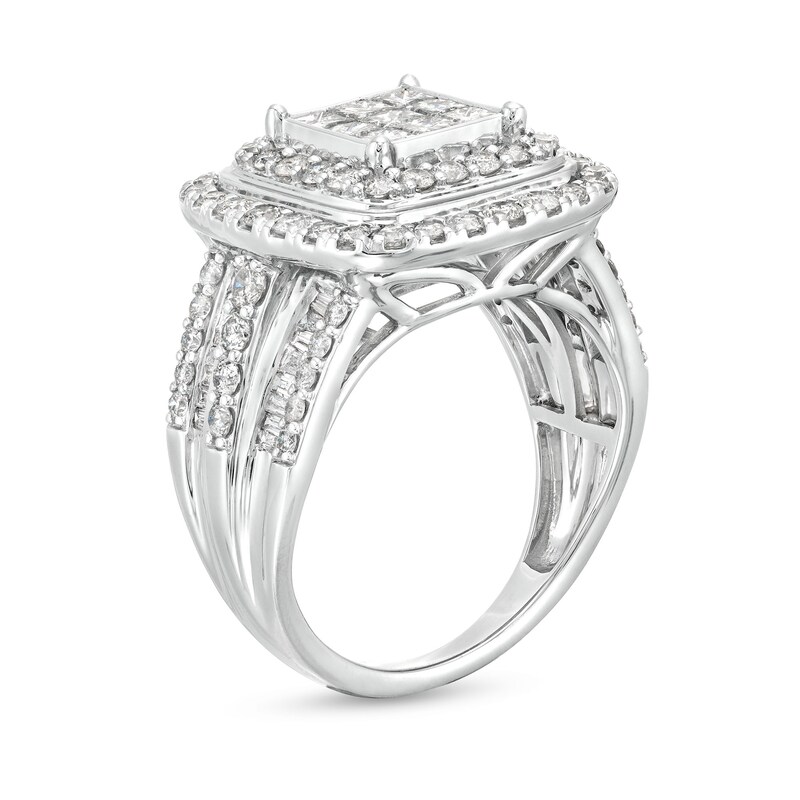Main Image 3 of 2 CT. T.W. Princess-Cut Multi-Diamond Layered Multi-Row Engagement Ring in 10K White Gold