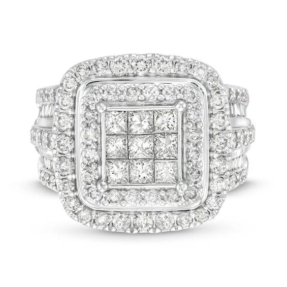 2 CT. T.w. Princess-Cut Multi-Diamond Layered Multi-Row Engagement Ring in 10K White Gold