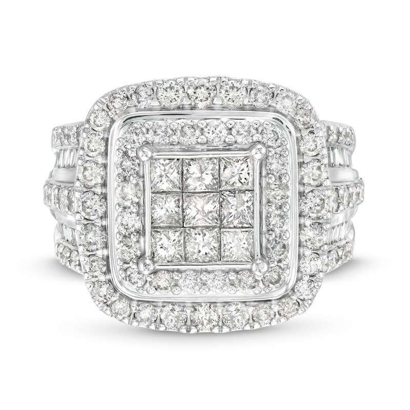 Main Image 4 of 2 CT. T.W. Princess-Cut Multi-Diamond Layered Multi-Row Engagement Ring in 10K White Gold