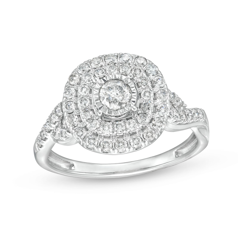 Main Image 1 of 3/4 CT. T.W. Diamond Miracle Double Frame Ring in 10K White Gold