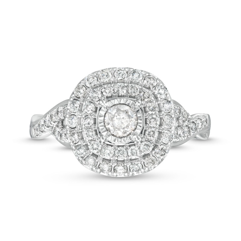 Main Image 4 of 3/4 CT. T.W. Diamond Miracle Double Frame Ring in 10K White Gold