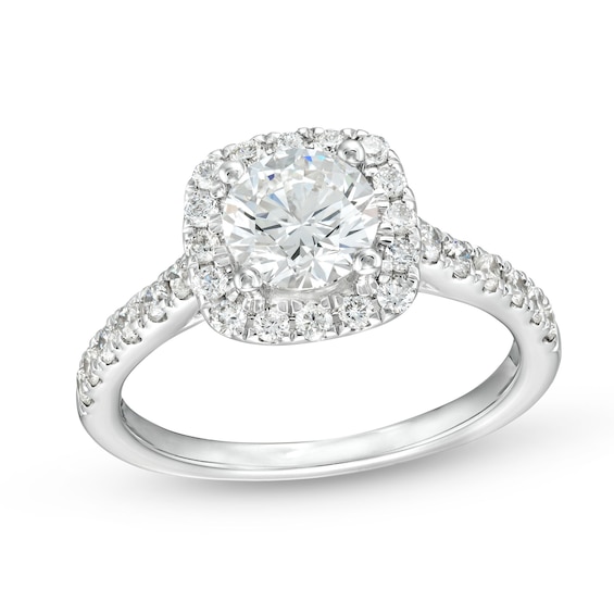 1-1/2 CT. T.w. Certified Lab-Grown Diamond Cushion Frame Engagement Ring in 10K White Gold (F/Si2)