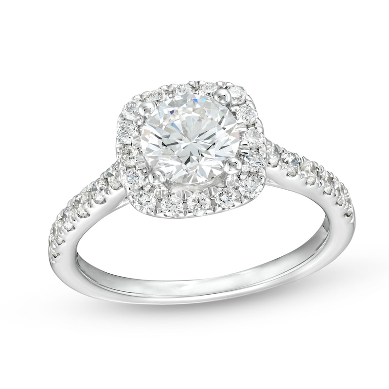 2.00 Carat Cushion Lab Created Diamond Engagement Ring with Halo 6.5 / White Gold