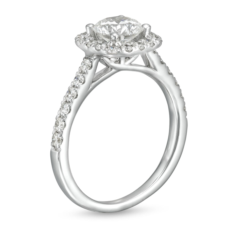 Main Image 3 of 1-1/2 CT. T.W. Certified Lab-Grown Diamond Cushion Frame Engagement Ring in 10K White Gold (F/SI2)